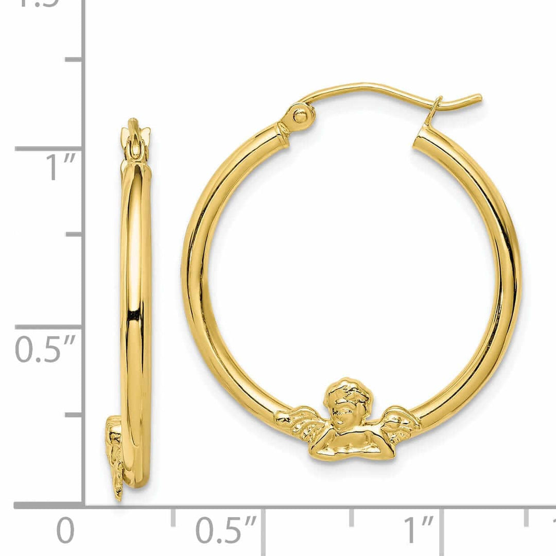 Lovely Rita's Earrings 10k Yellow Gold Polished Angel Hoop Earrings