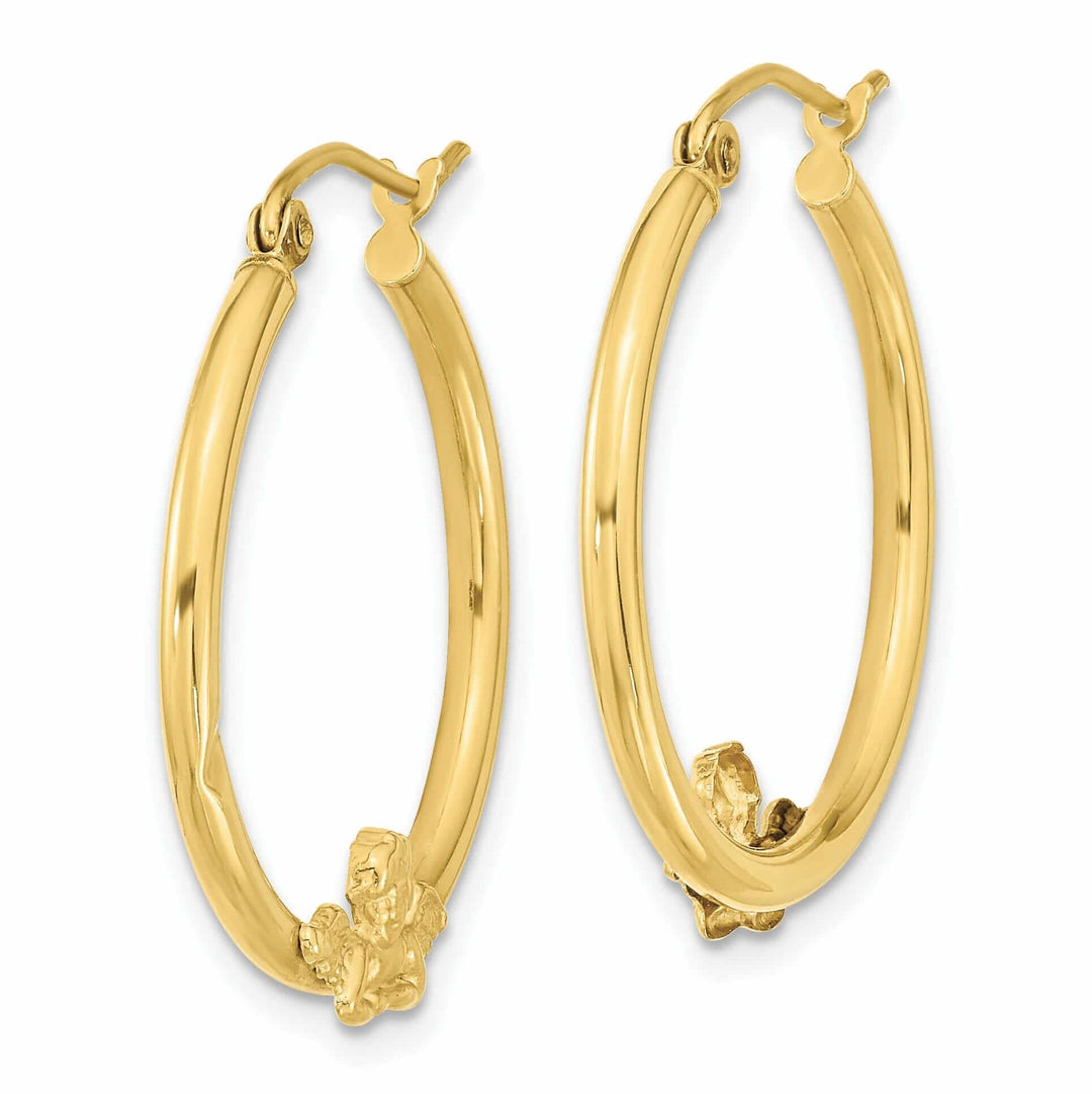 Lovely Rita's Earrings 10k Yellow Gold Polished Angel Hoop Earrings