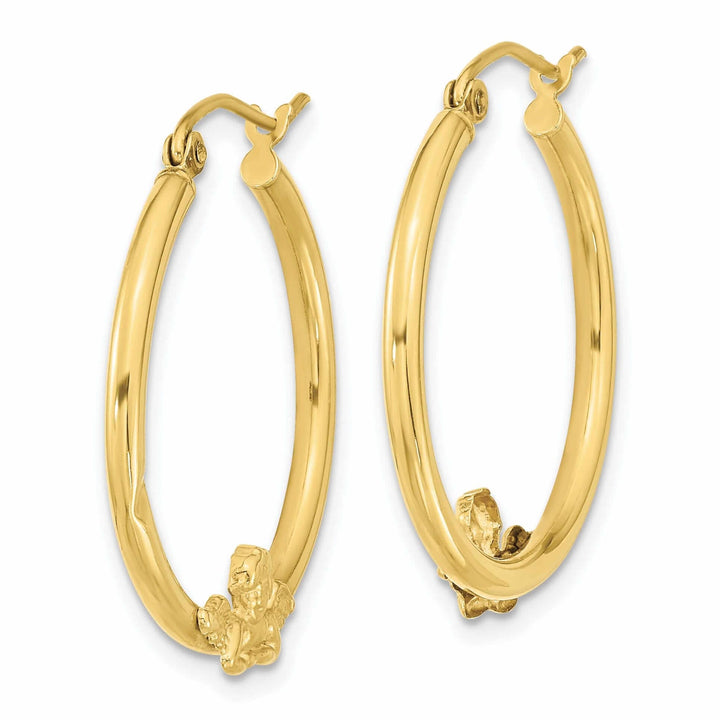 Lovely Rita's Earrings 10k Yellow Gold Polished Angel Hoop Earrings