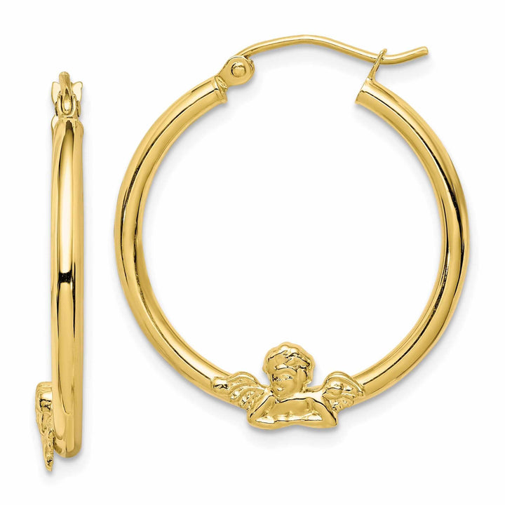 Lovely Rita's Earrings 10k Yellow Gold Polished Angel Hoop Earrings
