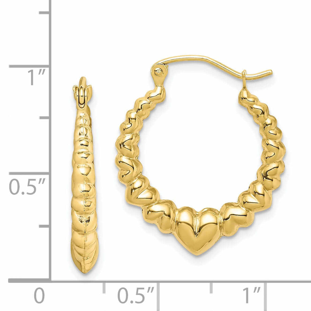 Lovely Rita's Earrings 10k Yellow Gold Polished Hollow Heart Hoop Earring