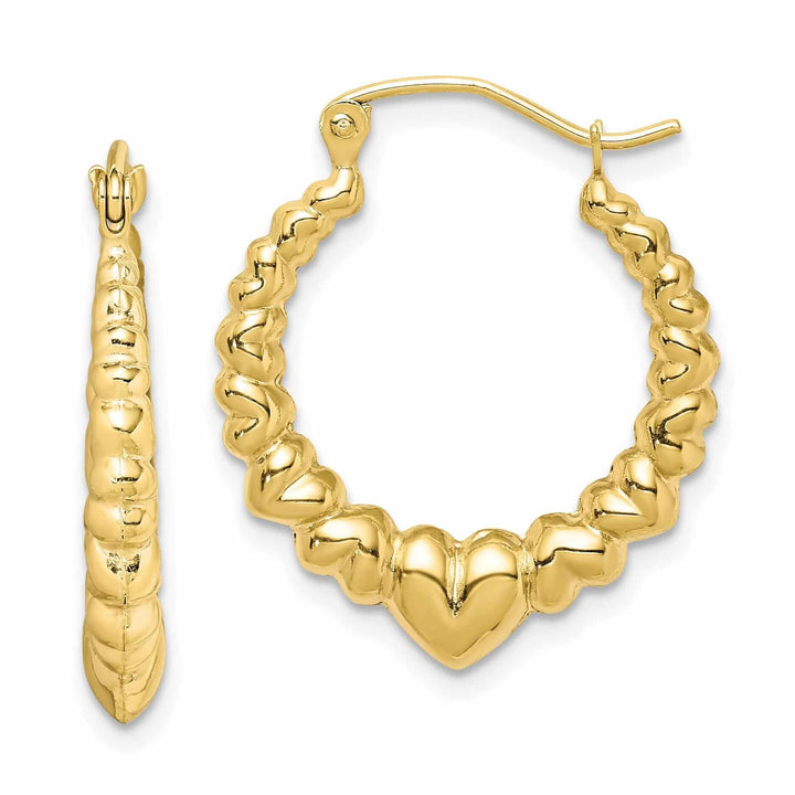 Lovely Rita's Earrings 10k Yellow Gold Polished Hollow Heart Hoop Earring
