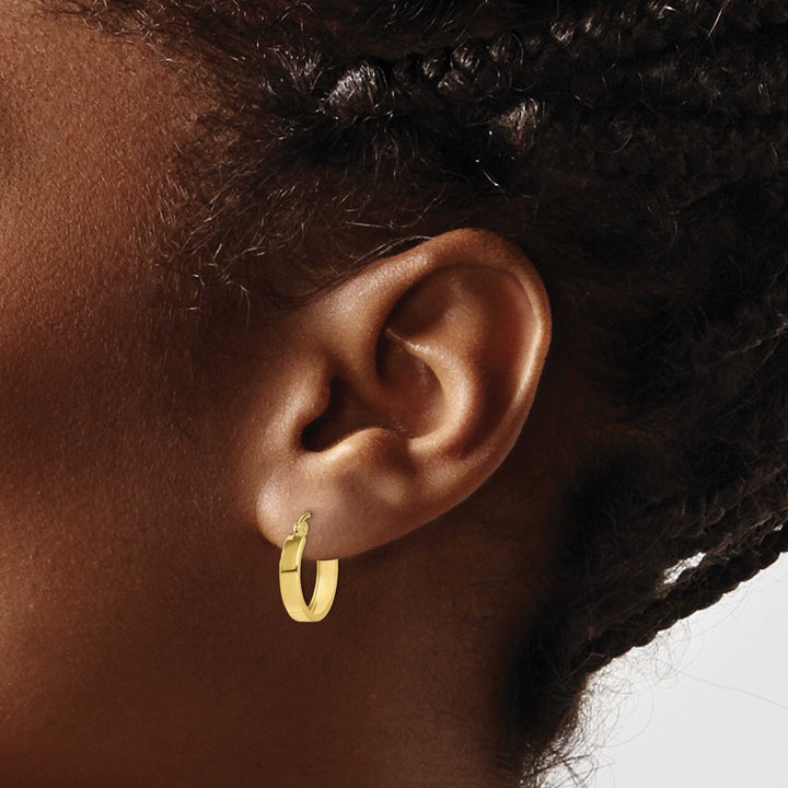 Lovely Rita's Earrings 10k Yellow Gold Polished Square Tube Hoop Earrings