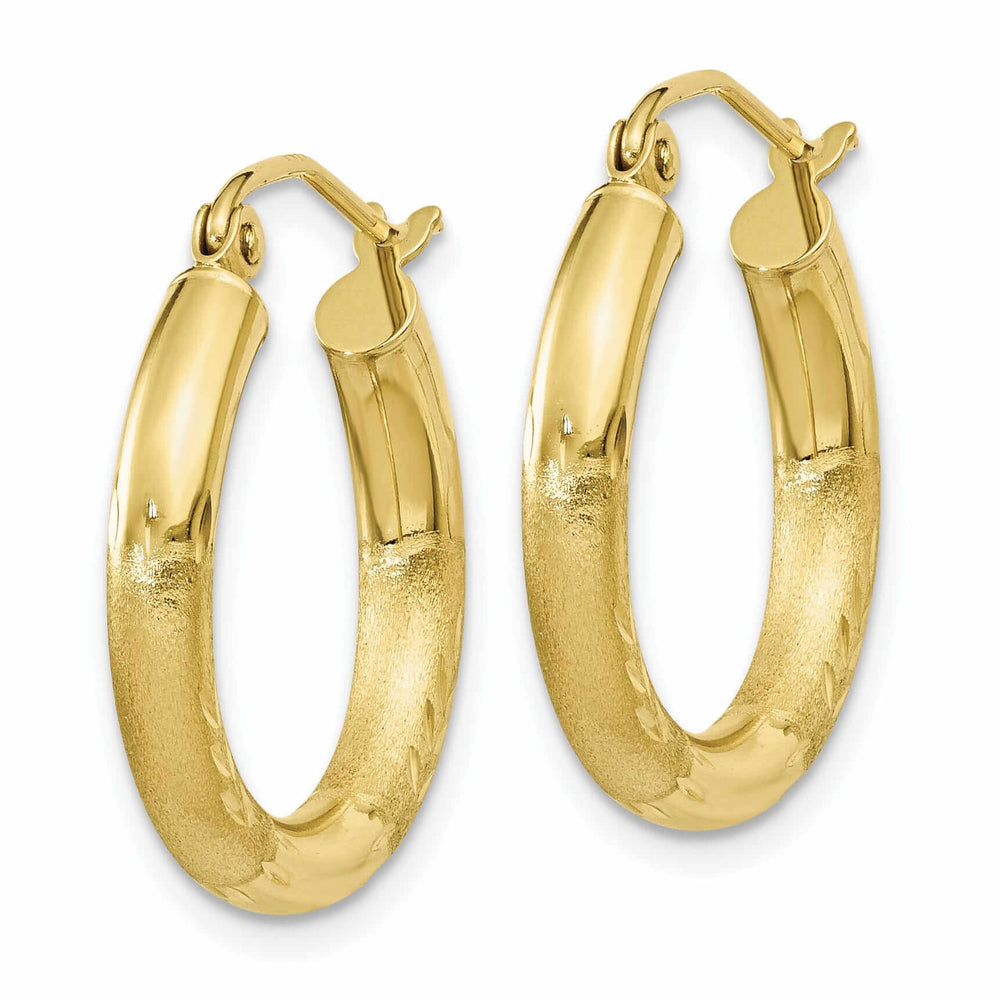 Lovely Rita's Earrings 10k Yellow Gold Satin D.C Round Hoop Earrings
