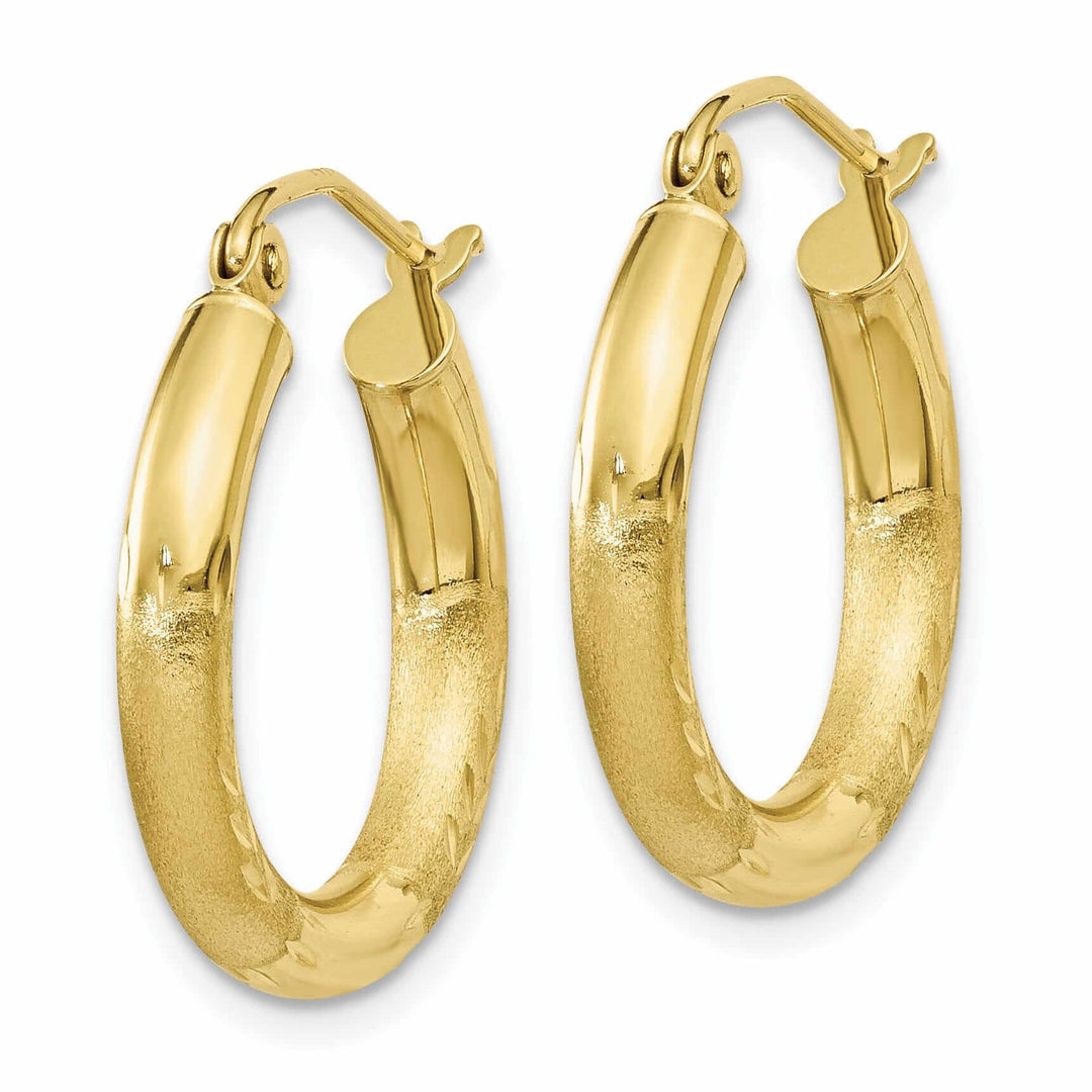 Lovely Rita's Earrings 10k Yellow Gold Satin D.C Round Hoop Earrings