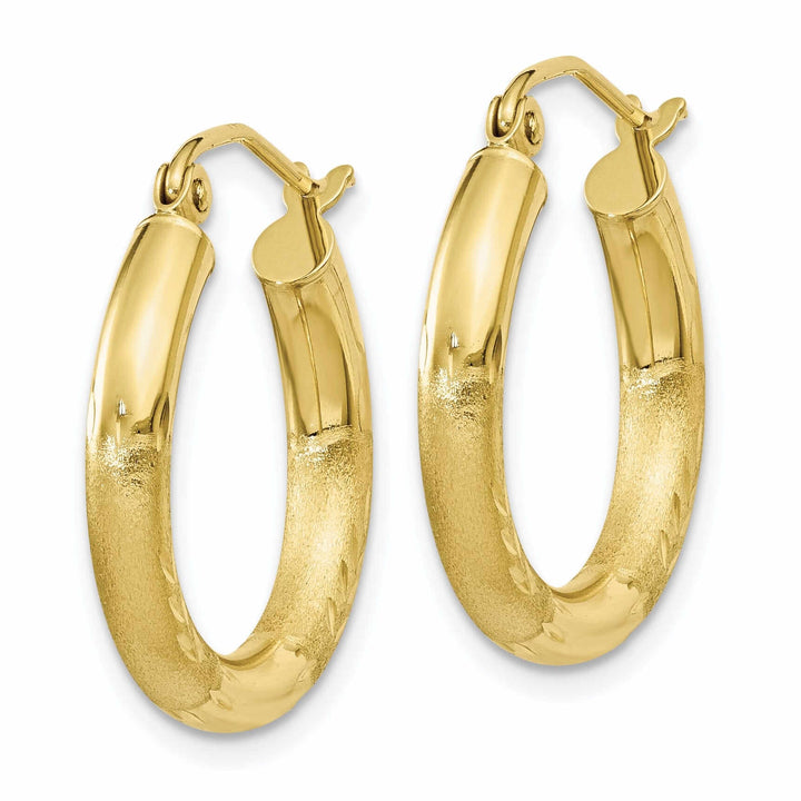Lovely Rita's Earrings 10k Yellow Gold Satin D.C Round Hoop Earrings