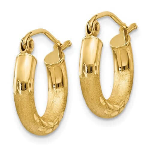 Lovely Rita's Earrings 10k Yellow Gold Satin D.C Round Hoop Earrings