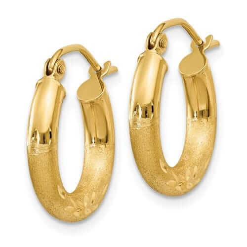 Lovely Rita's Earrings 10k Yellow Gold Satin D.C Round Hoop Earrings