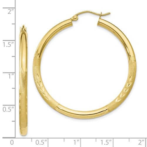 Lovely Rita's Earrings 10k Yellow Gold Satin D.C Round Hoop Earrings