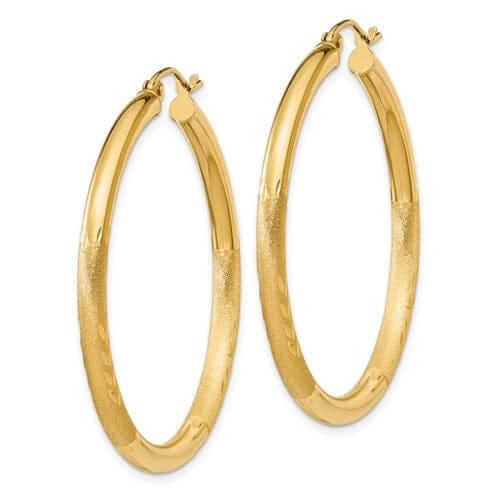 Lovely Rita's Earrings 10k Yellow Gold Satin D.C Round Hoop Earrings