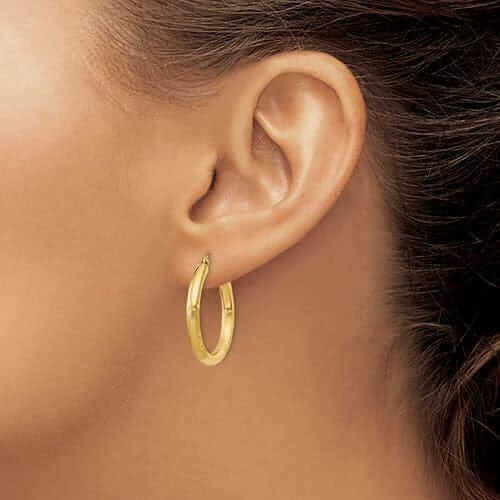 Lovely Rita's Earrings 10k Yellow Gold Satin D.C Round Hoop Earrings