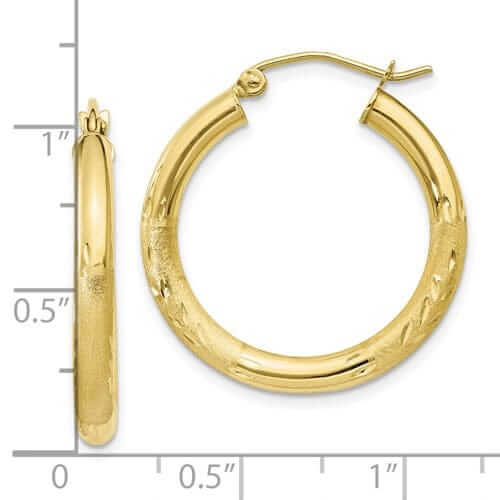 Lovely Rita's Earrings 10k Yellow Gold Satin D.C Round Hoop Earrings