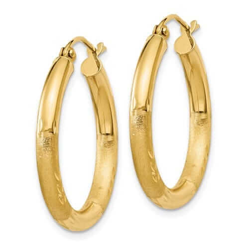 Lovely Rita's Earrings 10k Yellow Gold Satin D.C Round Hoop Earrings