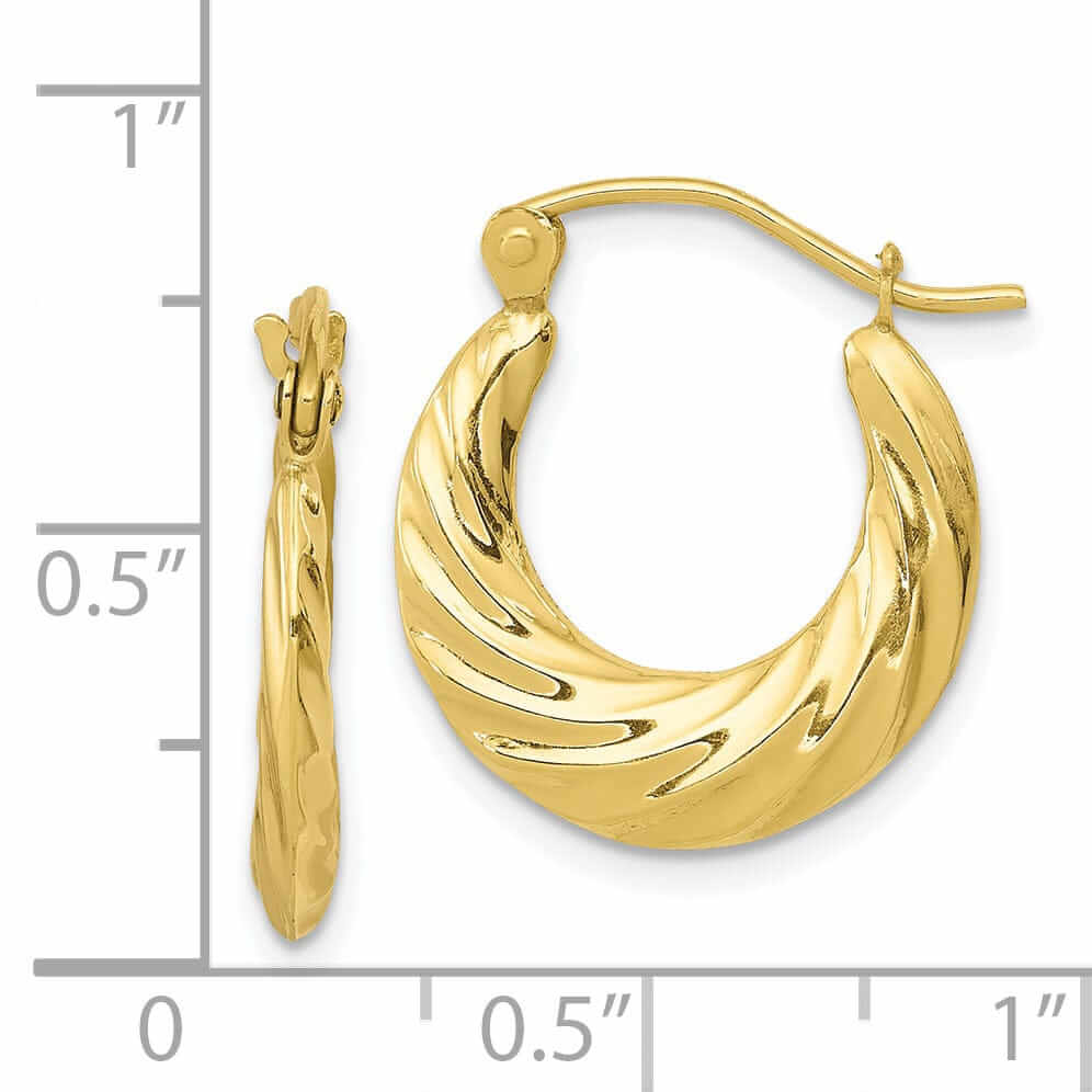 Lovely Rita's Earrings 10k Yellow Gold Small Fancy Hoop Earrings