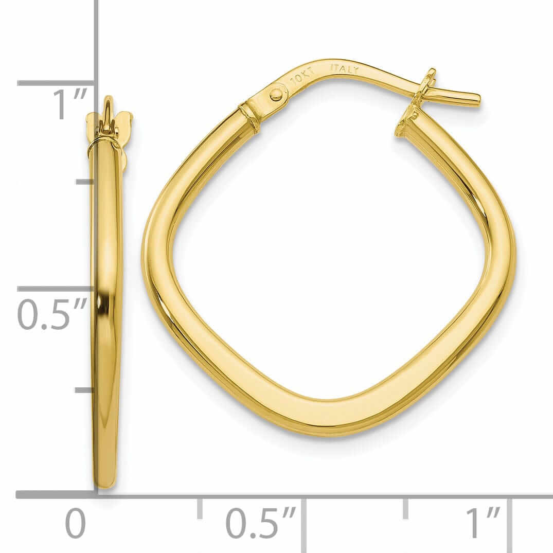 Lovely Rita's Earrings 10k Yellow Gold Square Hoop Earrings