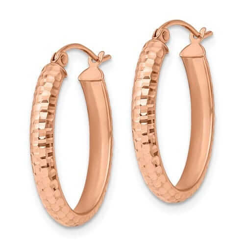Lovely Rita's Earrings 10kt Rose Gold D.C Oval Hinged Hoop Earrings