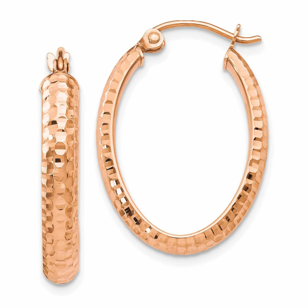 Lovely Rita's Earrings 10kt Rose Gold D.C Oval Hinged Hoop Earrings