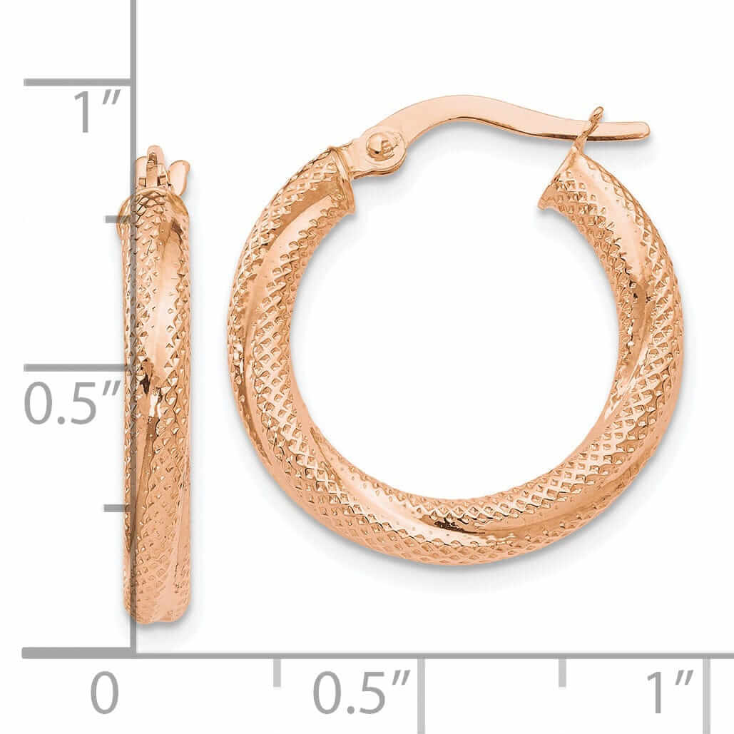 Lovely Rita's Earrings 10kt Rose Gold Textured Hinged Hoop Earrings
