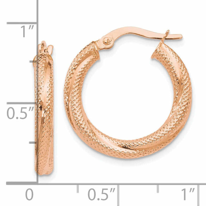 Lovely Rita's Earrings 10kt Rose Gold Textured Hinged Hoop Earrings
