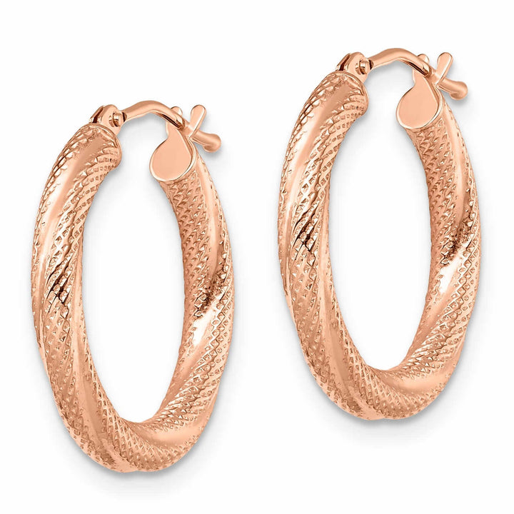 Lovely Rita's Earrings 10kt Rose Gold Textured Hinged Hoop Earrings