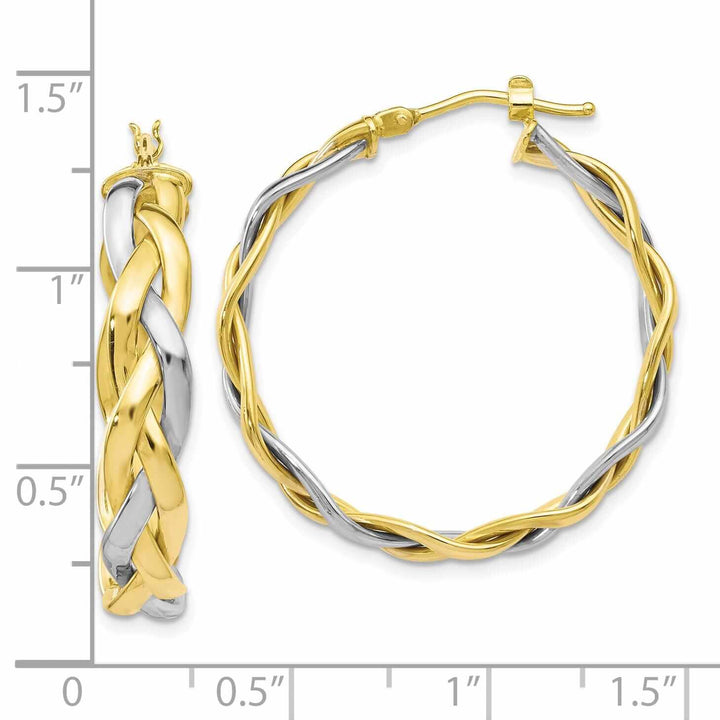 Lovely Rita's Earrings 10kt Two Tone Gold Braided Hoop Earrings