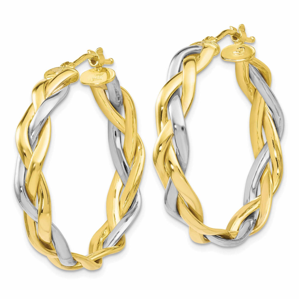 Lovely Rita's Earrings 10kt Two Tone Gold Braided Hoop Earrings