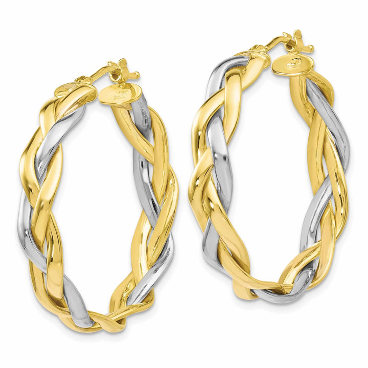 Lovely Rita's Earrings 10kt Two Tone Gold Braided Hoop Earrings