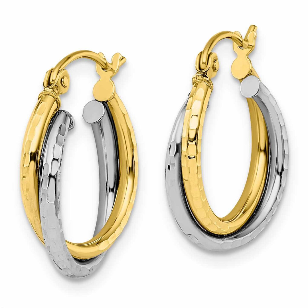 Lovely Rita's Earrings 10kt Two Tone Gold D.C Hinged Hoop Earrings