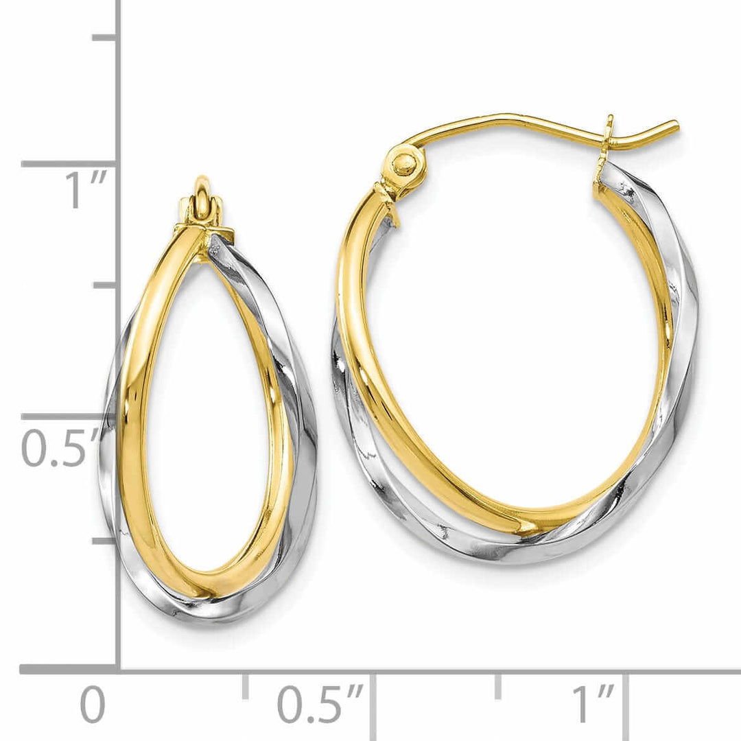 Lovely Rita's Earrings 10kt Two Tone Gold Hinged Hoop Earrings Earrings