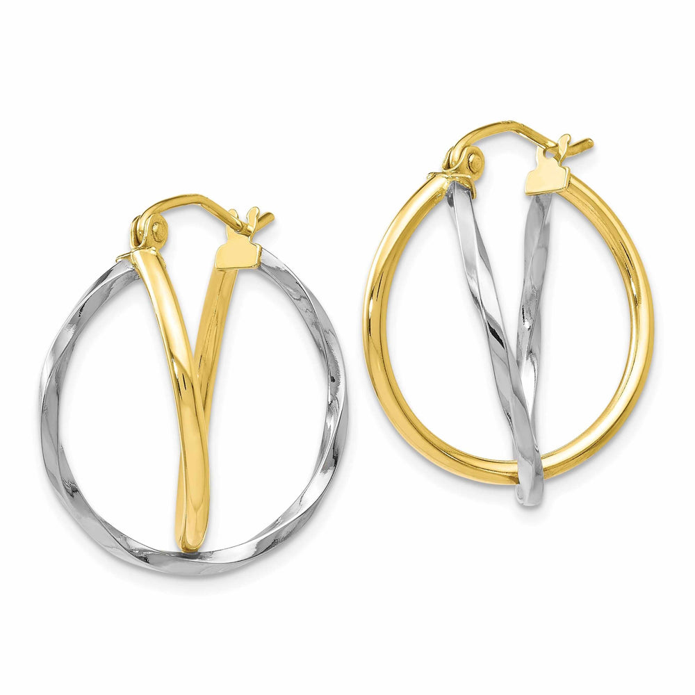 Lovely Rita's Earrings 10kt Two Tone Gold Hinged Hoop Earrings Earrings