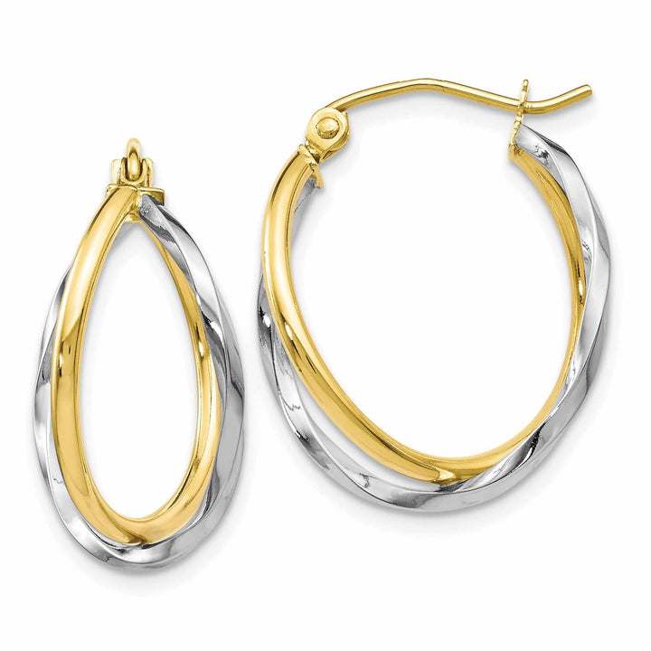 Lovely Rita's Earrings 10kt Two Tone Gold Hinged Hoop Earrings Earrings