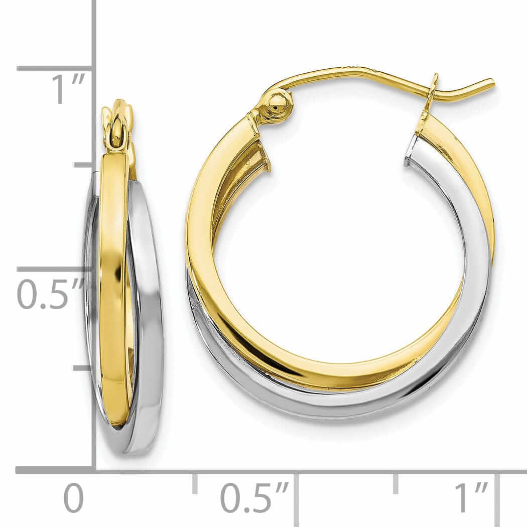Lovely Rita's Earrings 10kt Two Tone Gold Polish Hinged Hoop Earrings
