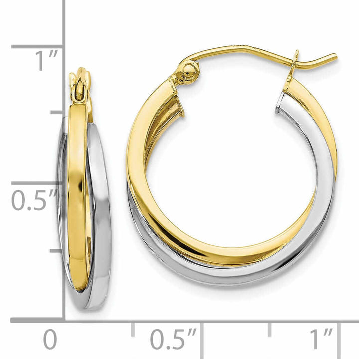 Lovely Rita's Earrings 10kt Two Tone Gold Polish Hinged Hoop Earrings