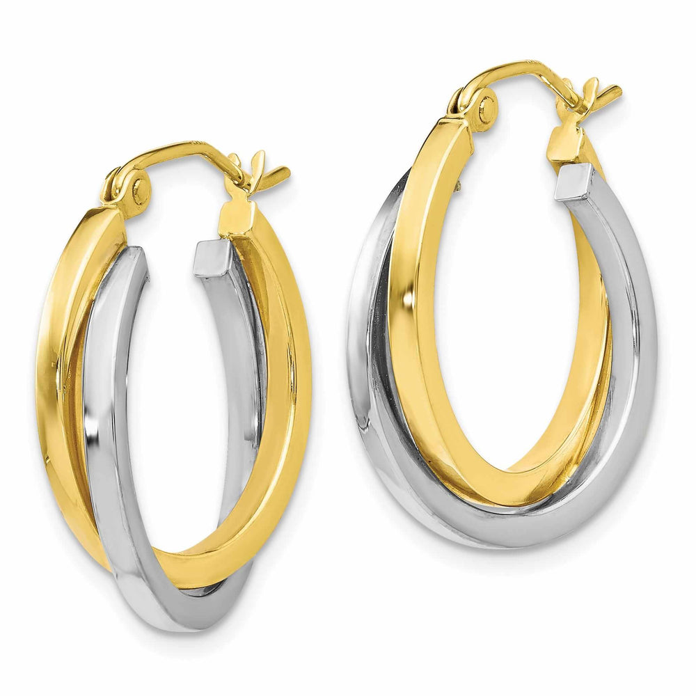Lovely Rita's Earrings 10kt Two Tone Gold Polish Hinged Hoop Earrings