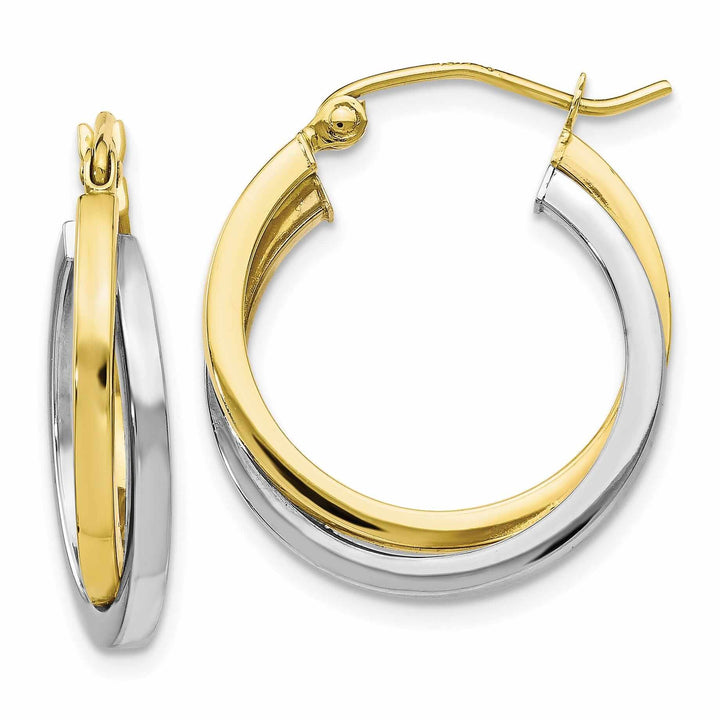 Lovely Rita's Earrings 10kt Two Tone Gold Polish Hinged Hoop Earrings