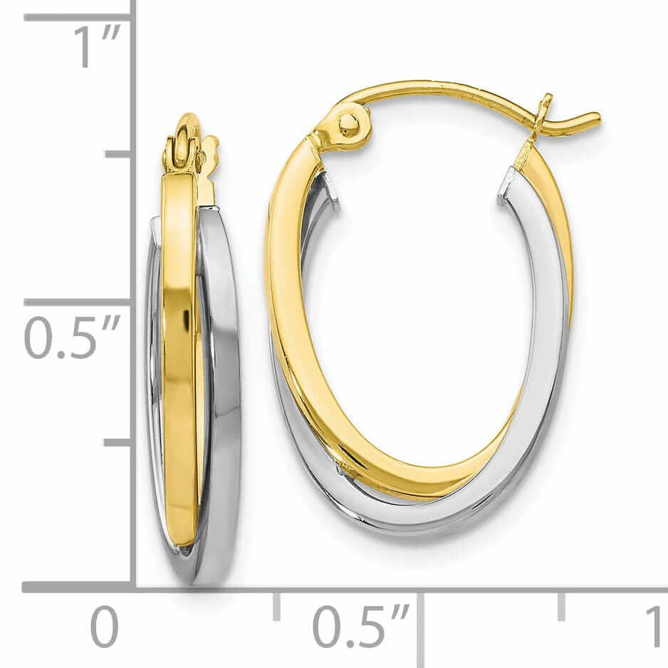 Lovely Rita's Earrings 10kt Two Tone Gold Polished Hinged Hoop Earrings