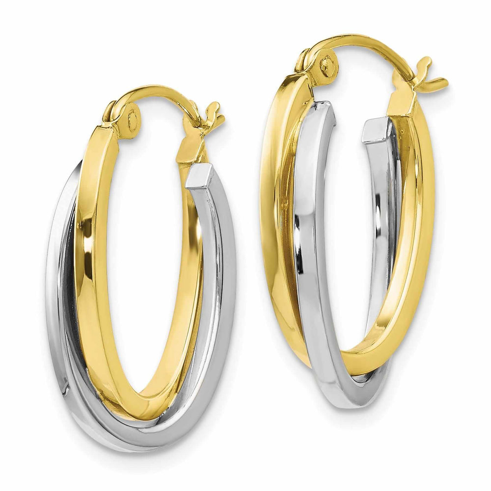 Lovely Rita's Earrings 10kt Two Tone Gold Polished Hinged Hoop Earrings