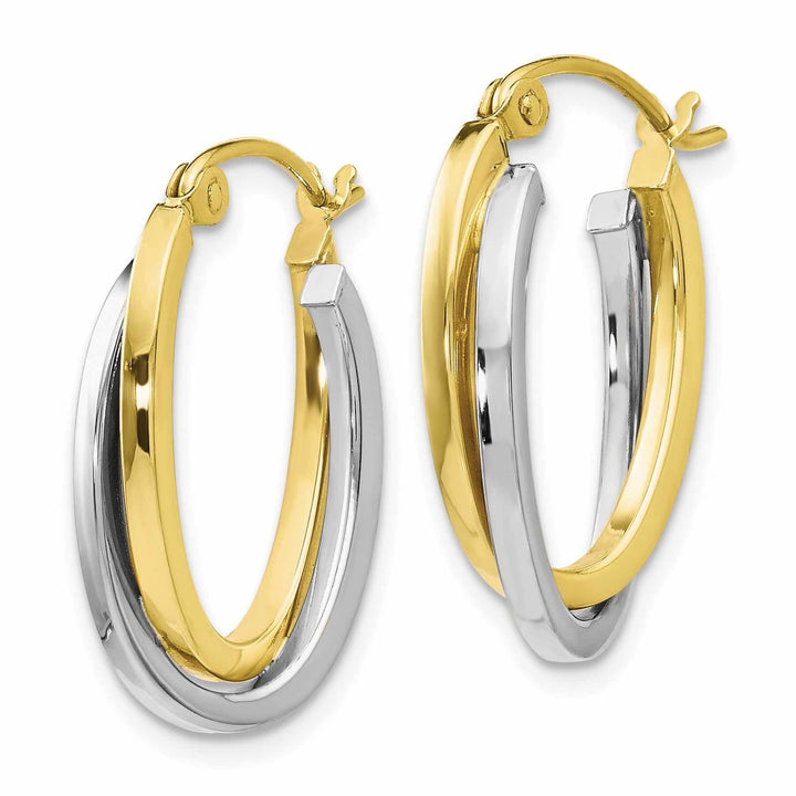 Lovely Rita's Earrings 10kt Two Tone Gold Polished Hinged Hoop Earrings