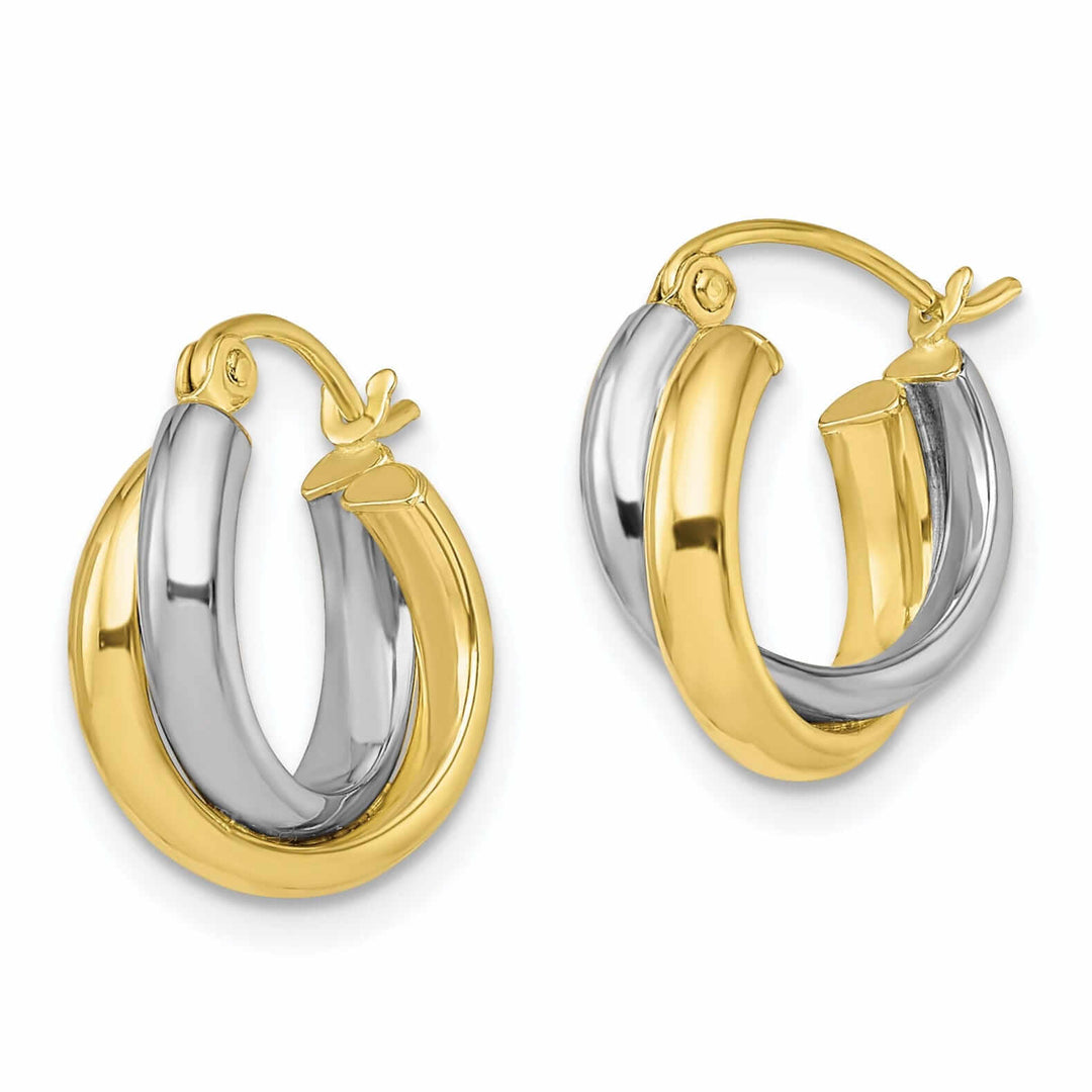 Lovely Rita's Earrings 10kt Two Tone Gold Polished Hinged Twisted Hoop Earrings