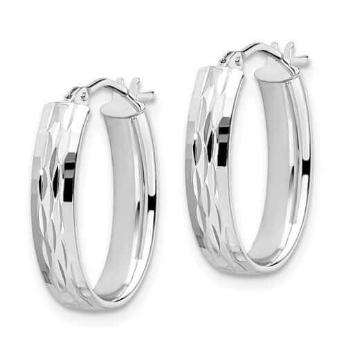 Lovely Rita's Earrings 10kt White Gold D.C Oval Hinged Hoop Earrings