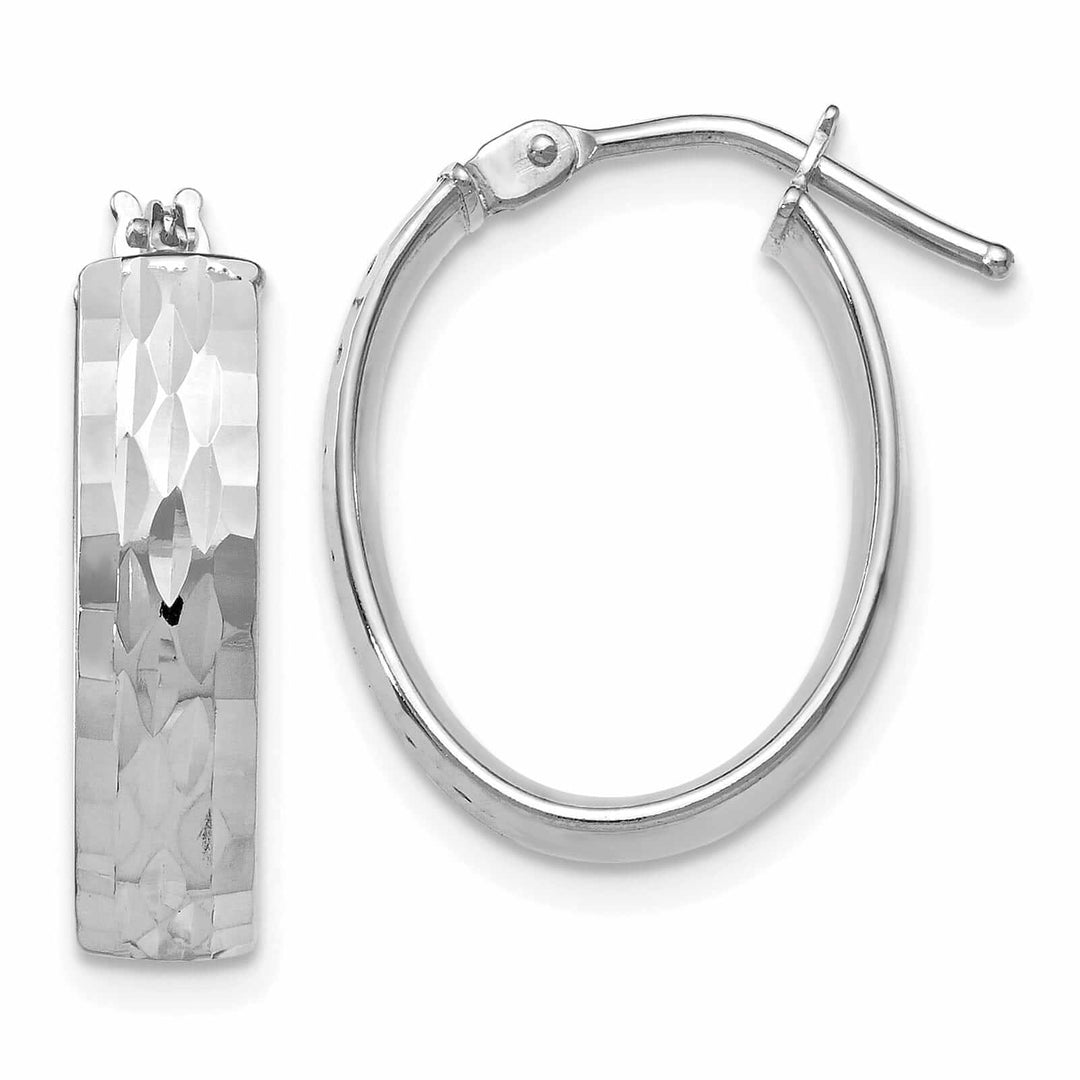 Lovely Rita's Earrings 10kt White Gold D.C Oval Hinged Hoop Earrings