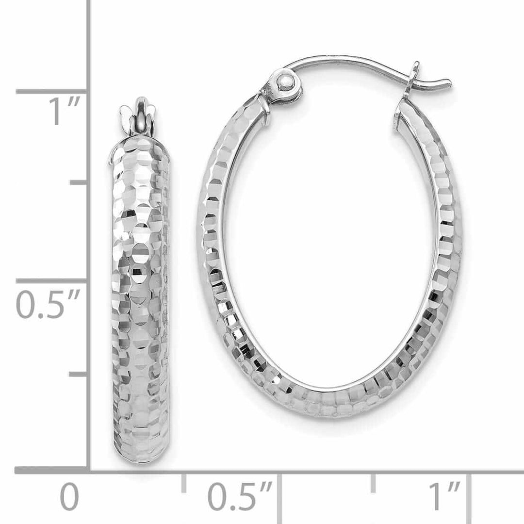 Lovely Rita's Earrings 10kt White Gold D.C Oval Hinged Hoop Earrings