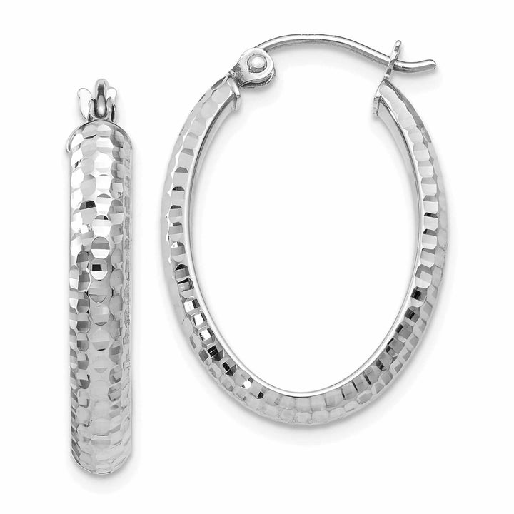 Lovely Rita's Earrings 10kt White Gold D.C Oval Hinged Hoop Earrings