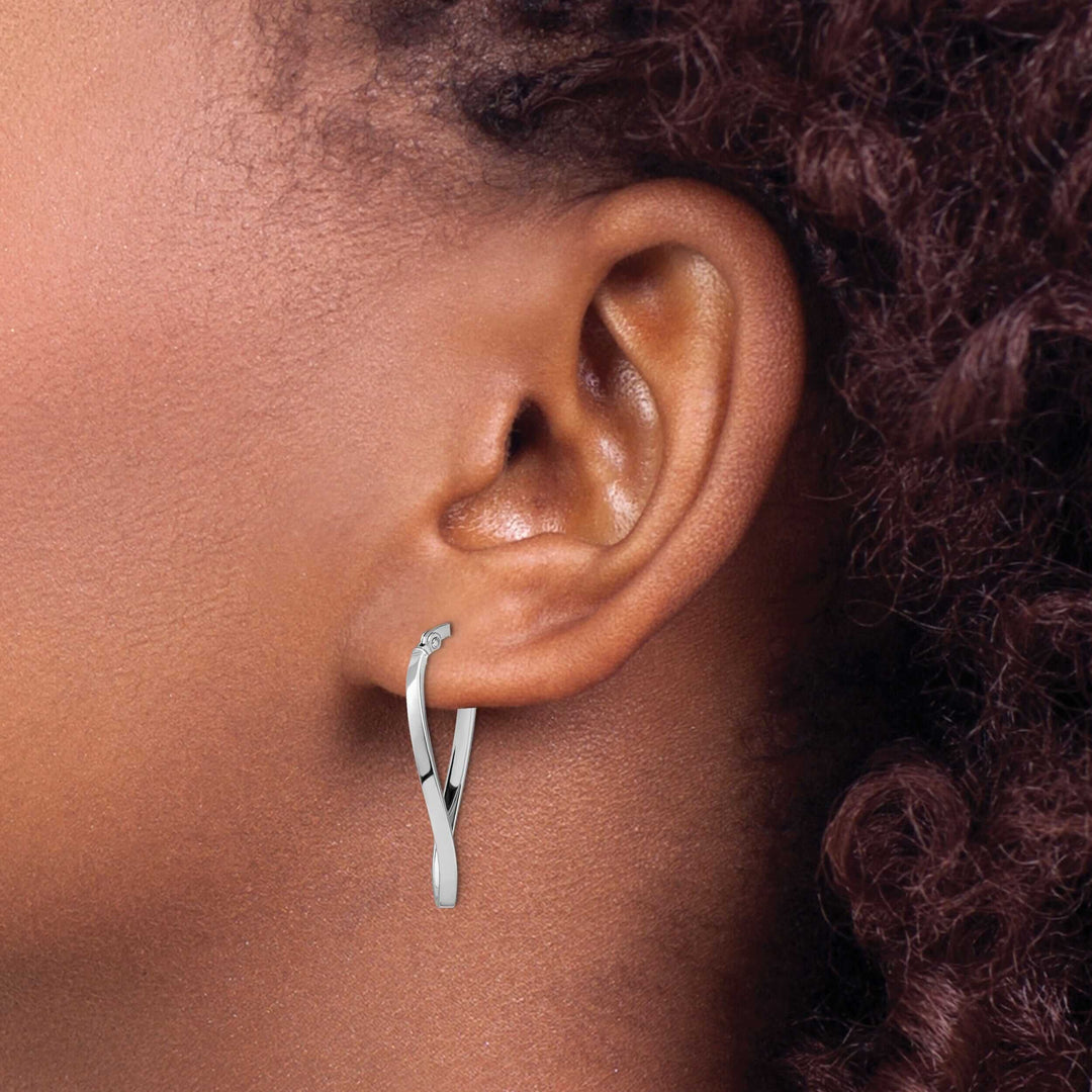 Lovely Rita's Earrings 10kt White Gold Oval Hinged Hoop Earrings