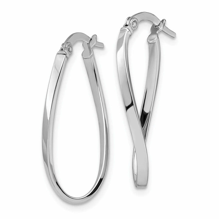 Lovely Rita's Earrings 10kt White Gold Oval Hinged Hoop Earrings