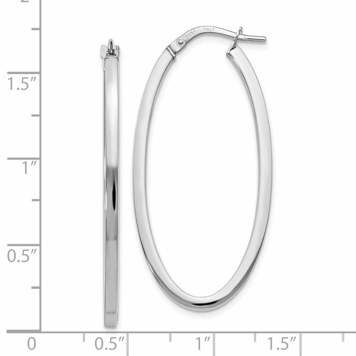 Lovely Rita's Earrings 10kt White Gold Polish Oval Hinged Hoop Earrings
