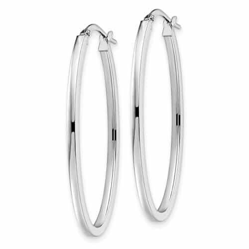 Lovely Rita's Earrings 10kt White Gold Polish Oval Hinged Hoop Earrings