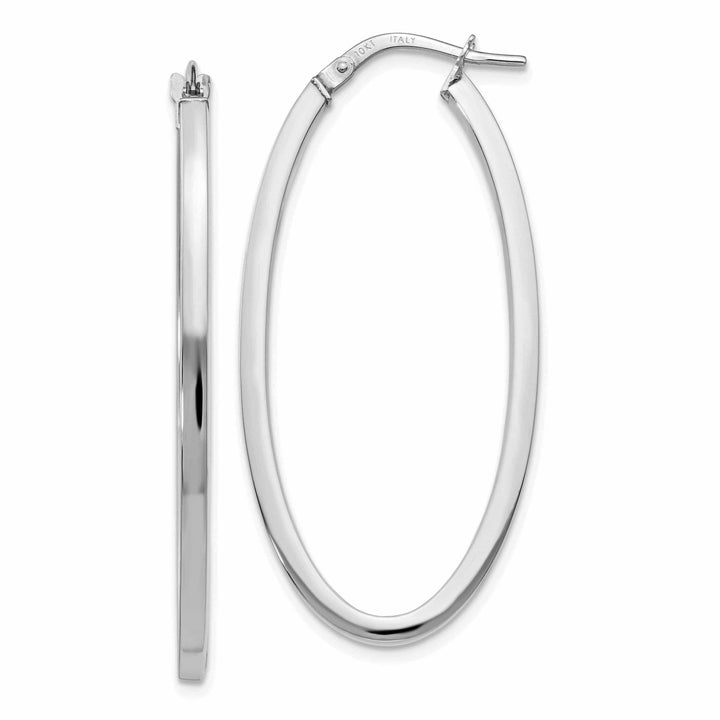 Lovely Rita's Earrings 10kt White Gold Polish Oval Hinged Hoop Earrings