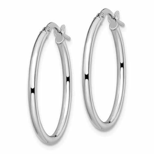Lovely Rita's Earrings 10kt White Gold Polish Oval Hinged Hoop Earrings