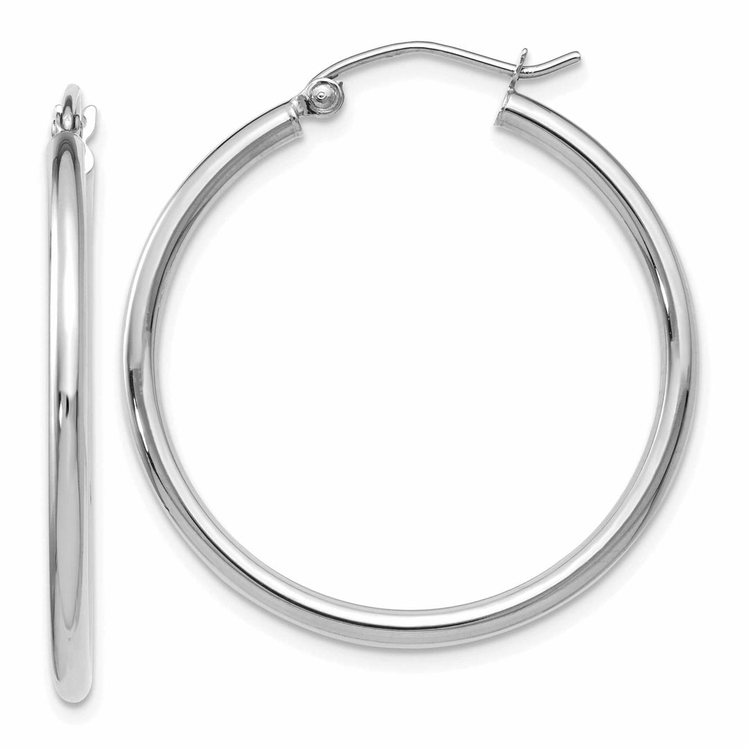 Lovely Rita's Earrings 10kt White Gold Polished Hinged Hoop Earrings